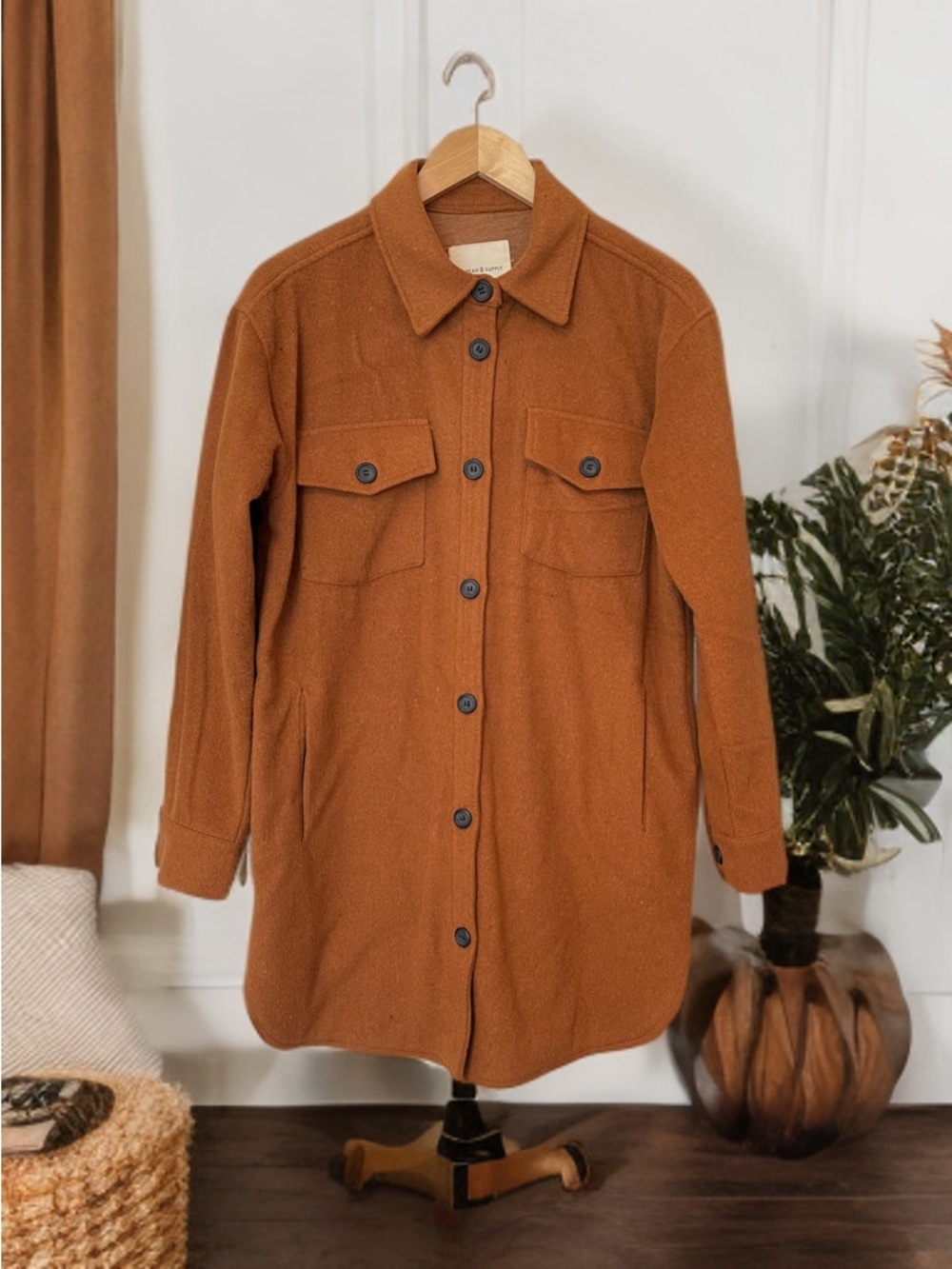 Thread & Supply Fleece Shirt Jacket Shacket Copper Small J1451PND Cozy Fall - Picture 3 of 9